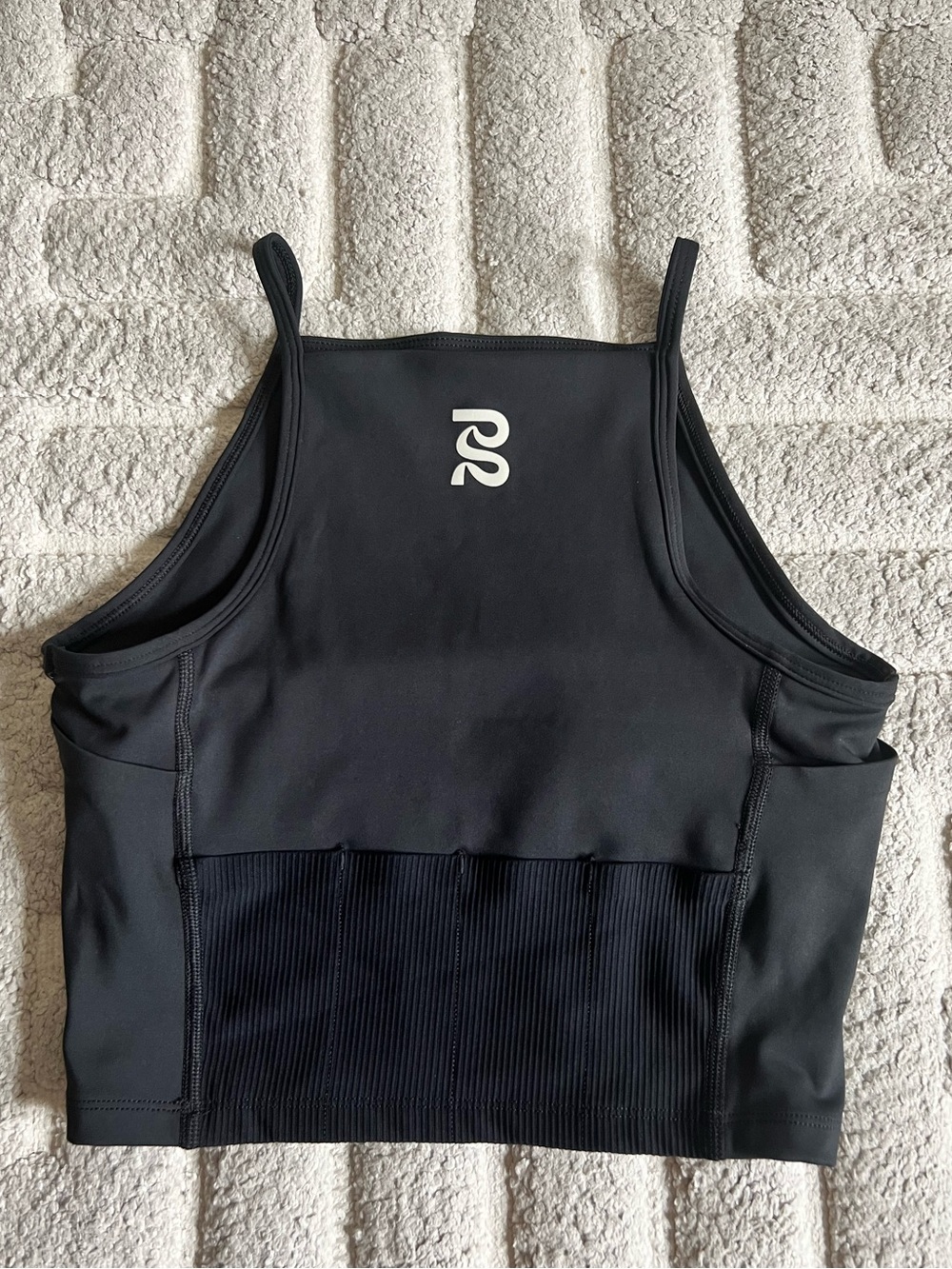 Bandit running black crop top 6 gel pocket high neck - Picture 7 of 8